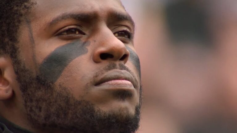 Close-up view of a determined Antonio Brown